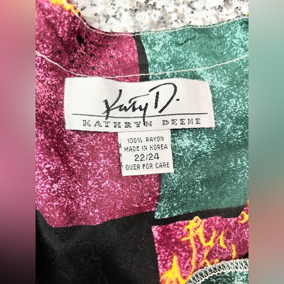 Kathryn Deene Katy D Patches Pattern Print Button Up Short Sleeve Shirt Sz:22/24 - Picture 8 of 8